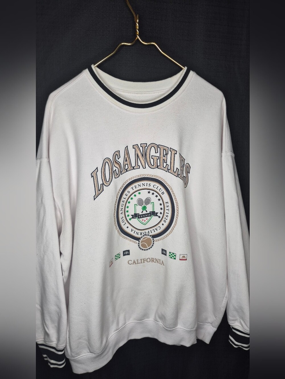 White Los Angeles Tennis Club Graphic Crewneck Sweater VINTAGE